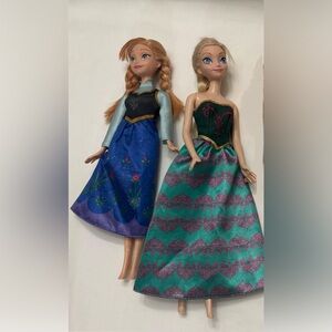 Disney Frozen Anna 11" + Elsa 11" Doll Lot Play/Parts As-Is
